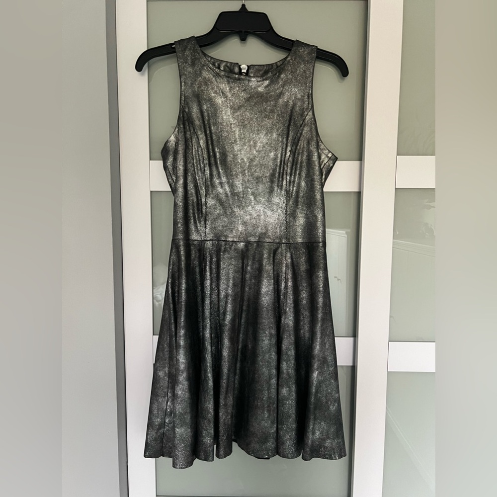 Muubaa metalic leather A-line dress size 4